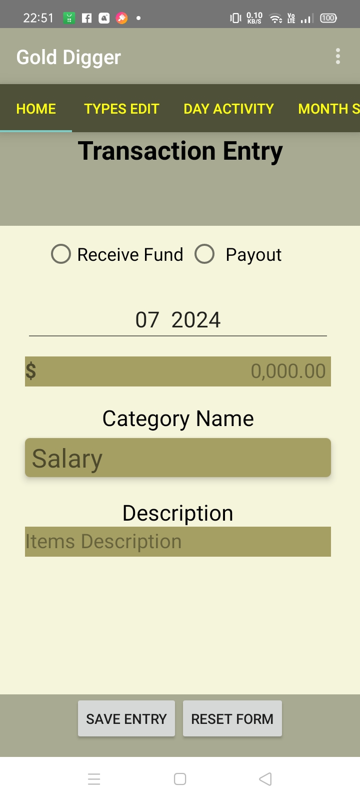 Transaction Data Entry